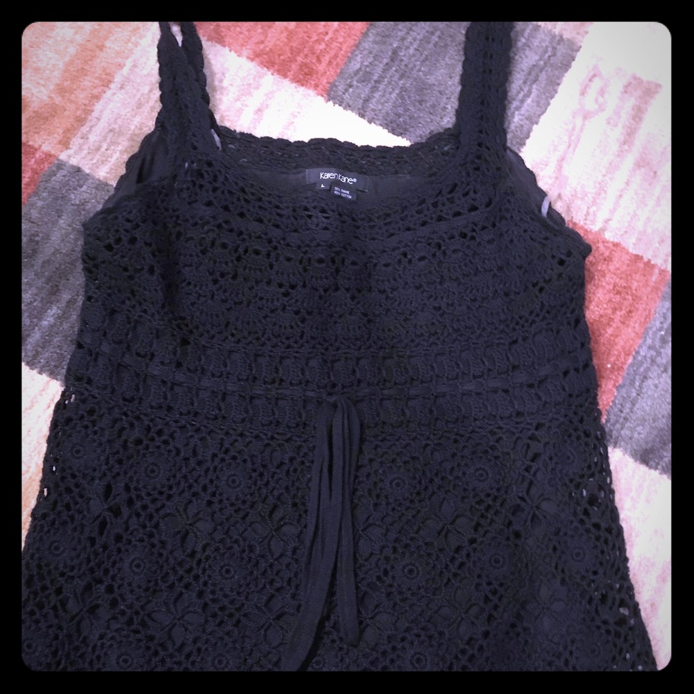 Crocheted black tank